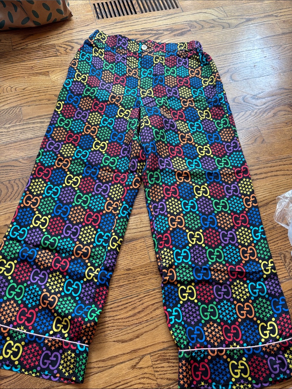 Gucci Multicolor GG Logo Wide-Leg Pants